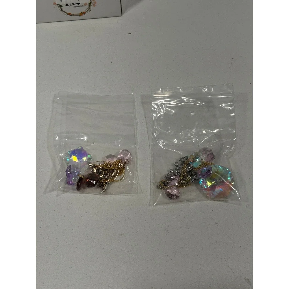 H&D Hyaline & Dora Crystal Christmas Tree Ornament Set of 2  + 4pc LED Lights